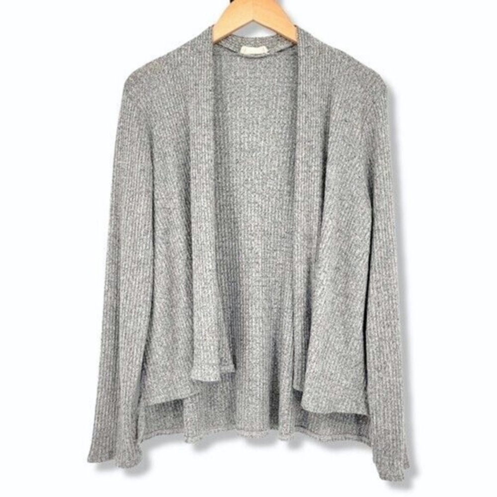Cresent Gray Waffle Knit Asymmetrical High‎ Low Cardigan Size Large